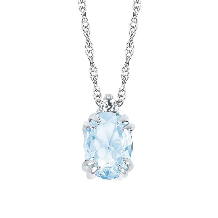 10KT .02CT (1)DIA/7X5 OV SIMULATED AQUA PEND