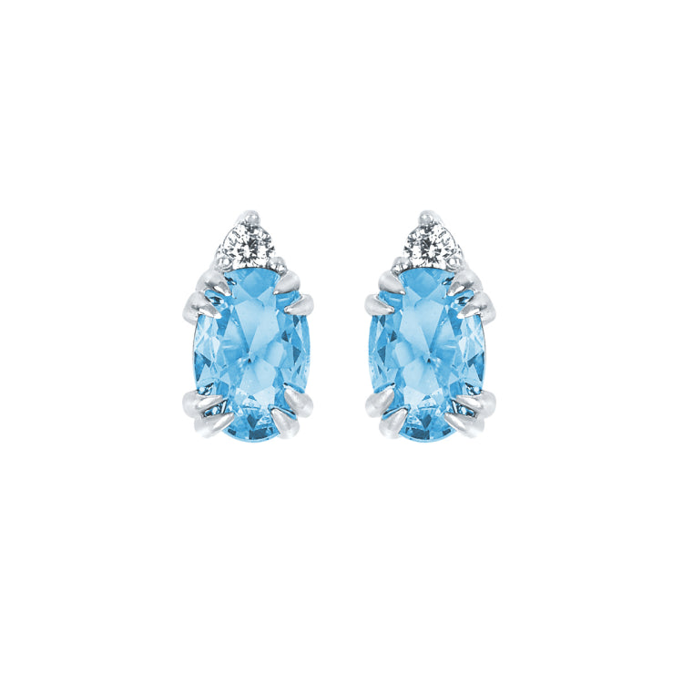 10KT.04CT(2)DIA 6X4OV BL TOPAZ EARS