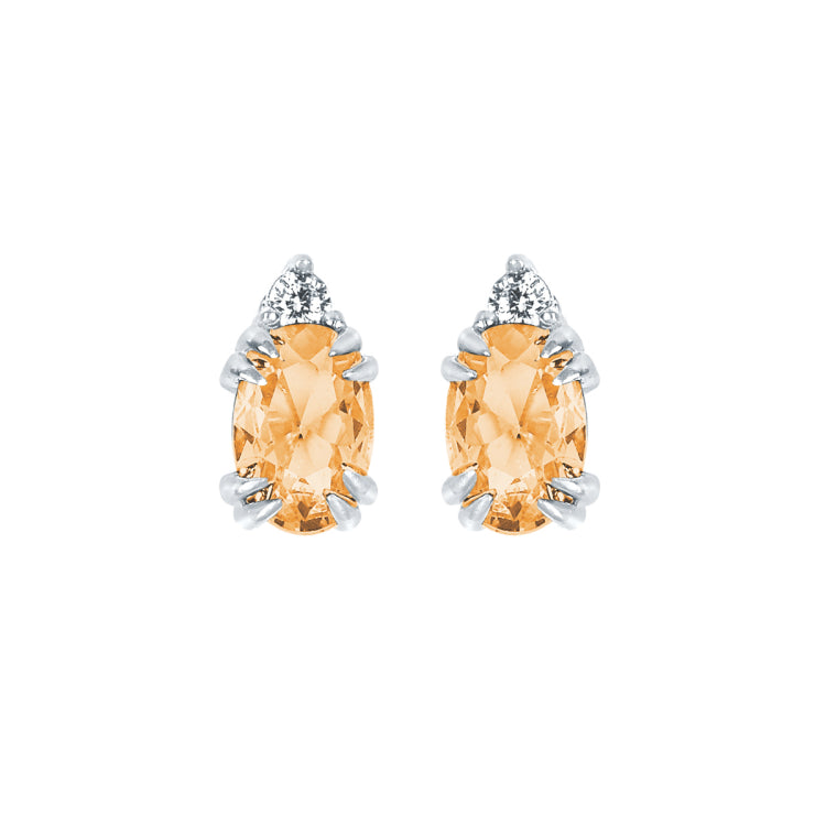 10KT.04CT(2)DIA 6X4OV CITRINE EARS