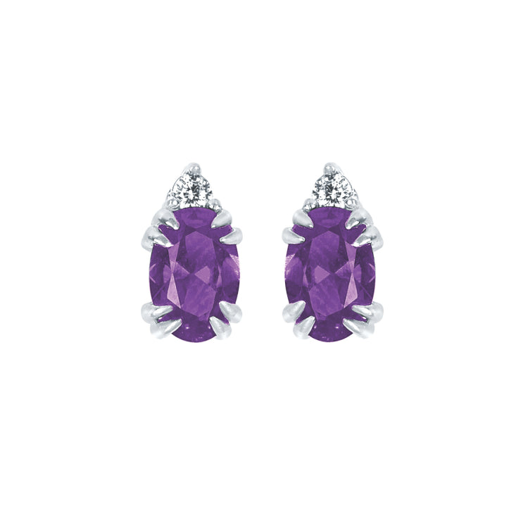 10KT.04CT(2)DIA 6X4OV AMETH EARS