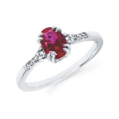 10KT.09CT(8)DIA/7X5OV CR RUBY LDS RG