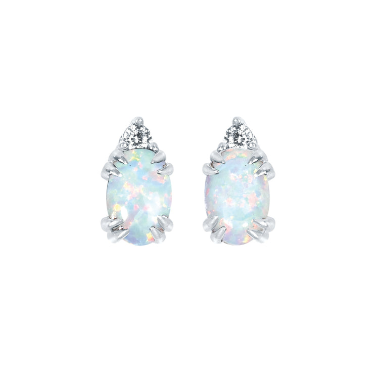10KT.04CT(2)DIA 6X4OV CREATED OPAL EARS