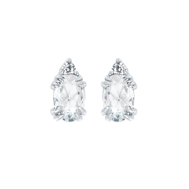 10KT.04CT(2)DIA 6X4OV CREATED WHITE SAPP EARS