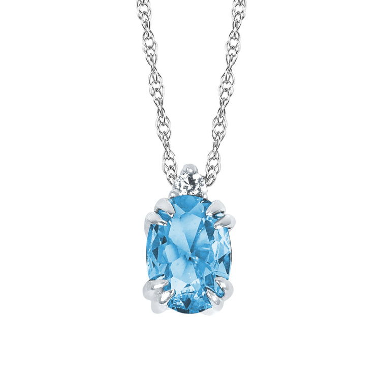 10KT .02CT (1)DIA/7X5 OV BL.TOPAZ PEND