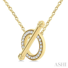 1/8 Ctw Circle Toggle Round Cut Diamond Fashion Necklace in 10K Yellow Gold