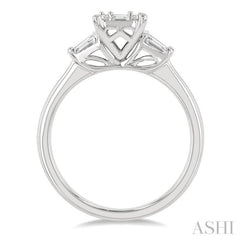 1/2 Ctw Modern Rectangular Head Baguette and Round Cut Diamond Ladies Ring in 14K Yellow and White Gold