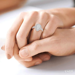3/4 Ctw Pear shape Diamond Lovebright Diamond Ring in 14K White Gold