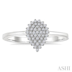 1/6 Ctw Petite Pear Shape Round Cut Diamond Cluster Fashion Ring in 10K White Gold