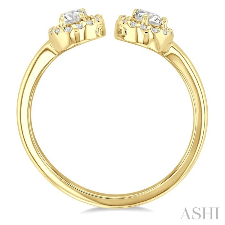 3/8 Ctw Toi Et Moi Pear, Oval and Round Cut Diamond Open Fashion Ring in 14K Yellow Gold