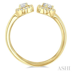 3/8 Ctw Toi Et Moi Pear, Oval and Round Cut Diamond Open Fashion Ring in 14K Yellow Gold