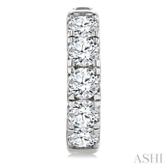 4 Ctw Round Cut Diamond Hoop Earrings in 14K White gold