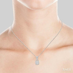 1/4 Ctw Lovebright Round Cut Diamond Pendant in 14K White Gold with Chain