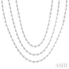 15 Ctw Bezel Set Round Cut Diamond Layered 60-Inch Necklace in 14K White Gold