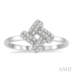 1/10 Ctw Petite Interwoven Round Cut Diamond Fashion Ring in 10K White Gold