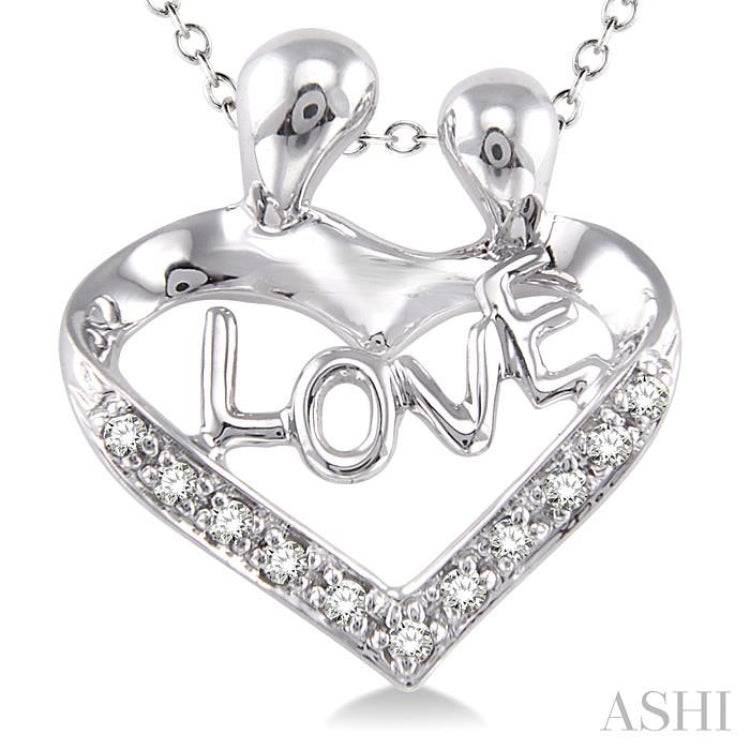 1/20 Ctw Round Cut Diamond Child & Mom Pendant in Sterling Silver with Chain