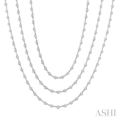 10 Ctw Bezel Set Round Cut Diamond Layered 60-Inch Necklace in 14K White Gold