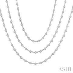 10 Ctw Bezel Set Round Cut Diamond Layered 60-Inch Necklace in 14K White Gold