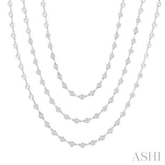 20 Ctw Bezel Set Round Cut Diamond Layered 60-Inch Necklace in 14K White Gold