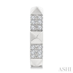 1/4 Ctw Round Cut Diamond Pyramid Huggie Earrings in 10K White Gold