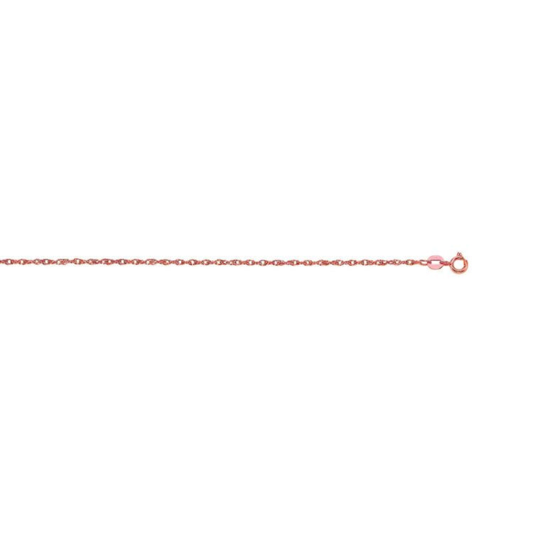 14K Rose Gold .95mm Machine Rope 18 Chain (Carded) with Spring Ring Lock