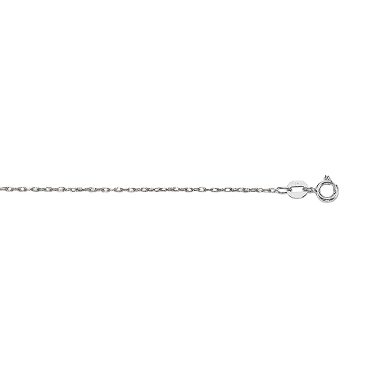 14K White Gold .8mm Machine Rope 16 Chain (Carded) with Spring Ring