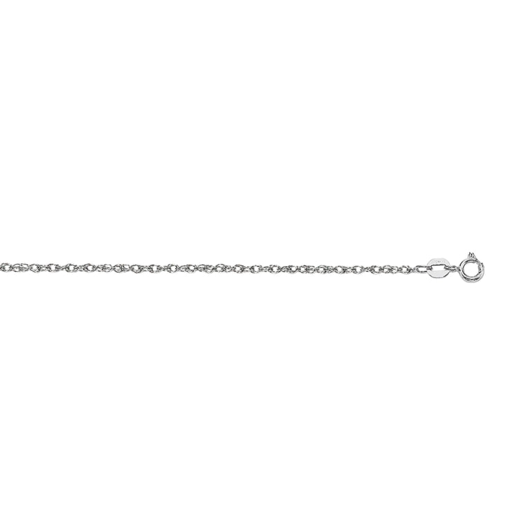14K White Gold .95mm Machine Rope 18 Chain (Carded) with Spring Ring