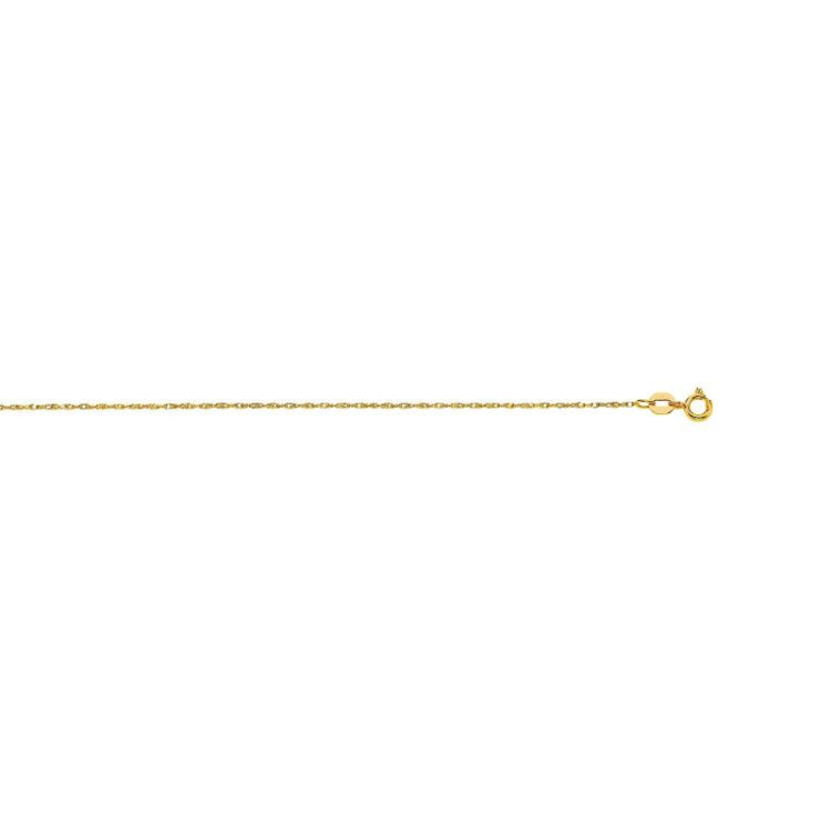10K Yellow Gold .80mm Machine Rope 18 Chain Carded with Spring Ring