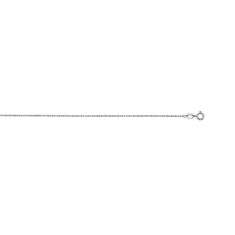 10K White Gold .80mm Machine Rope 18 Chain Carded with Spring Ring
