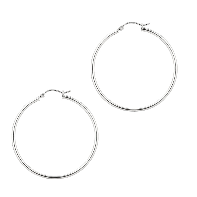 Sterling Silver 2x40mm Hoop Earring
