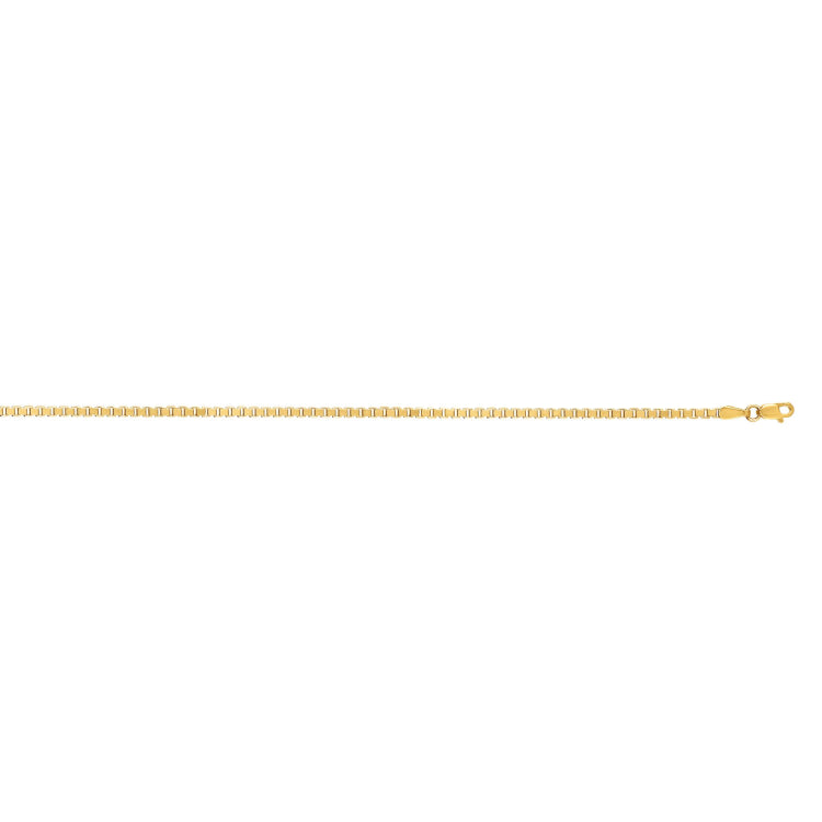 14K Yellow Gold 2.1mm Semi-Solid Box 20 Chain with Lobster Lock