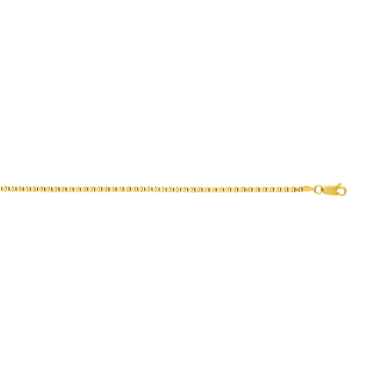 14K Yellow Gold 2.5mm Semi-Solid Box 22 Chain with Lobster Lock