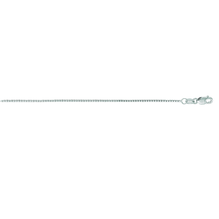 14K White Gold 0.85mm Classic Box 30 Chain with Lobster Lock