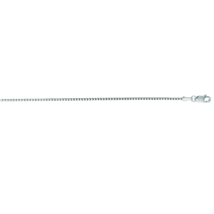 14K White Gold 1.1mm Classic Box 30 Chain with Lobster Lock