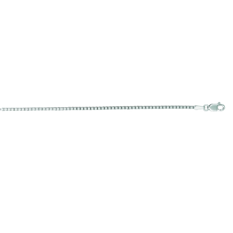 14K White Gold 1.4mm Classic Box 18 Chain with Lobster Lock