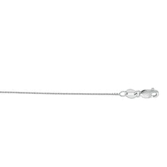 14K White Gold 0.45mm Classic Box 20 Chain with Lobster Lock