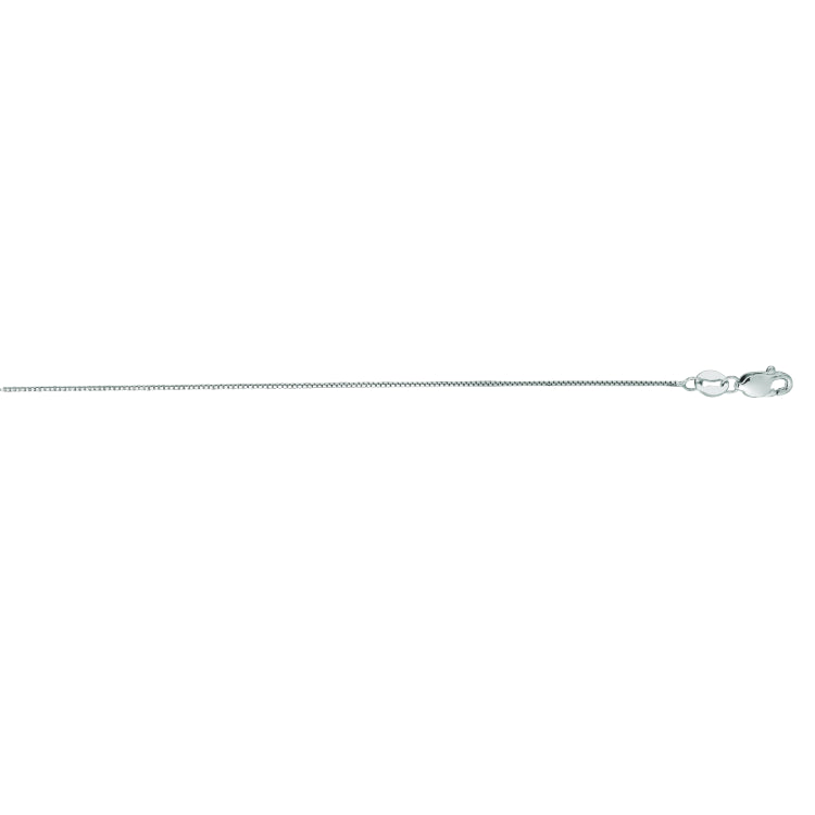 14K White Gold 0.6mm Classic Box 24 Chain with Lobster Lock