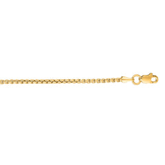 14K Yellow Gold 1.8mm Lite Round Box 16 Chain with Lobster Lock
