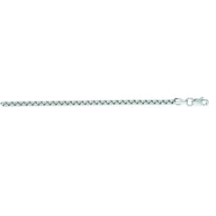 14K White Gold 2.5mm Lite Round Box 24 Chain with Lobster Lock