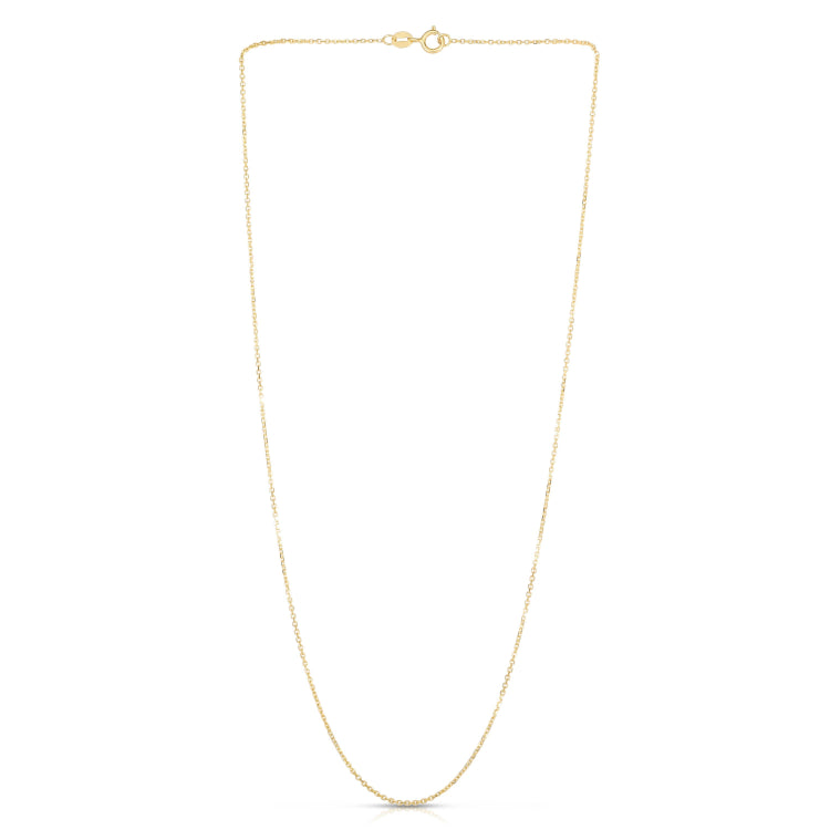 14K Yellow Gold 1.1mm Diamond Cut Cable 24 Chain with Spring Ring