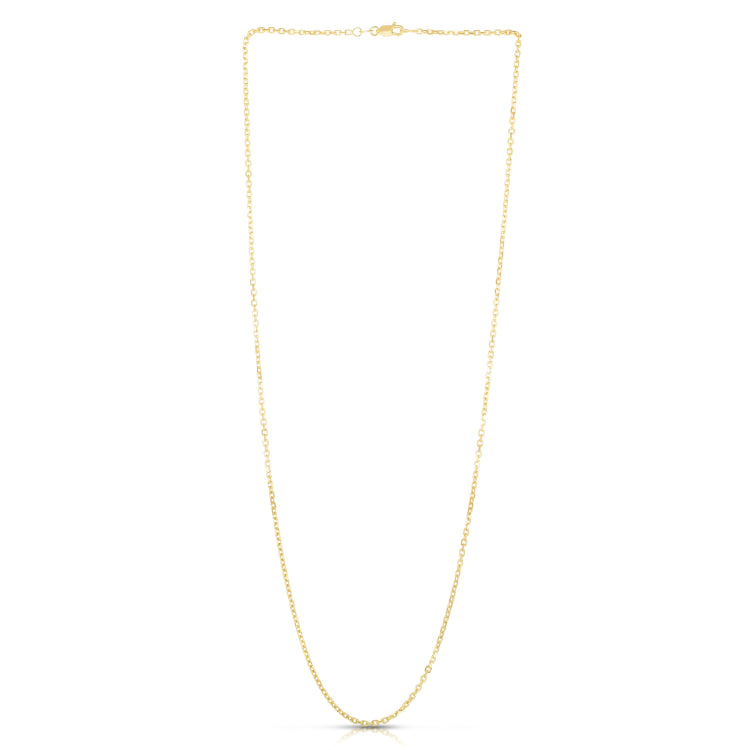14K Yellow Gold 1.9mm Diamond Cut Cable 18 Chain with Lobster Lock