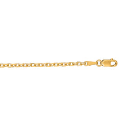 14K Yellow Gold 2.3mm Diamond Cut Cable 22 Chain with Lobster Lock