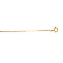 14K Yellow Gold 0.68mm Diamond Cut Cable 16 Chain with Spring Ring Clasp