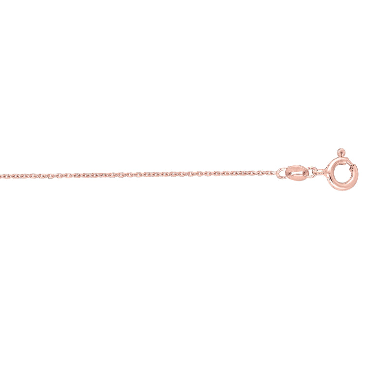 14K Rose Gold 1.1mm Diamond Cut Cable 18 Chain with Spring Ring