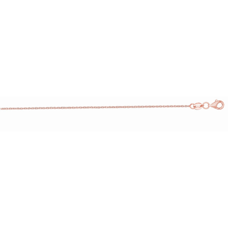 14K Rose Gold 1.1mm Diamond Cut Cable 18 Chain with Lobster Lock