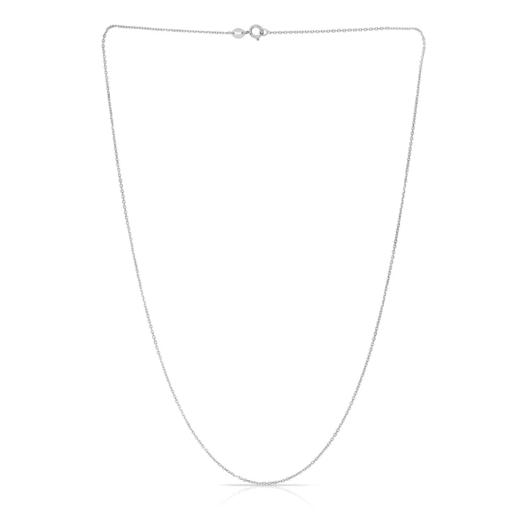 14K White Gold 1.1mm Diamond Cut Cable 16 Chain with Spring Ring