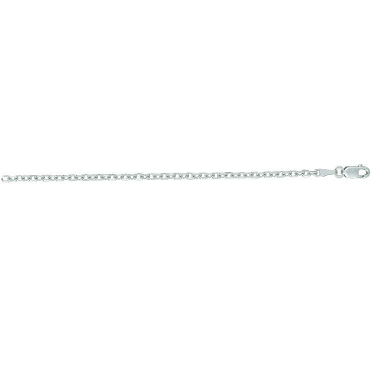 14K White Gold 2.3mm Diamond Cut Cable 24 Chain with Lobster Lock