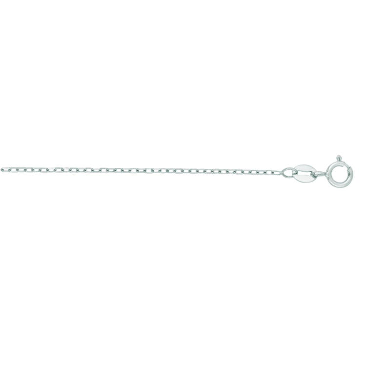14K White Gold 1.2mm Open Cable 20 Chain with Spring Ring Clasp