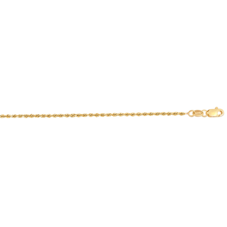 14K Yellow Gold 18 1.4mm Diamond Cut Royal Rope Chain with Lobster Lock