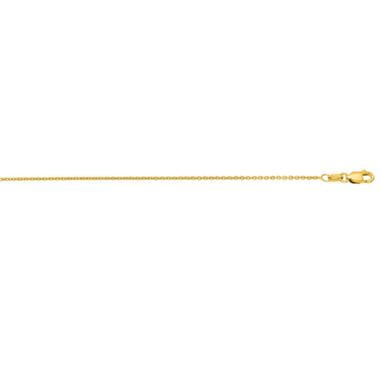 14K Yellow Gold 1.2mm Oval Cable 18 Chain with Lobster Lock