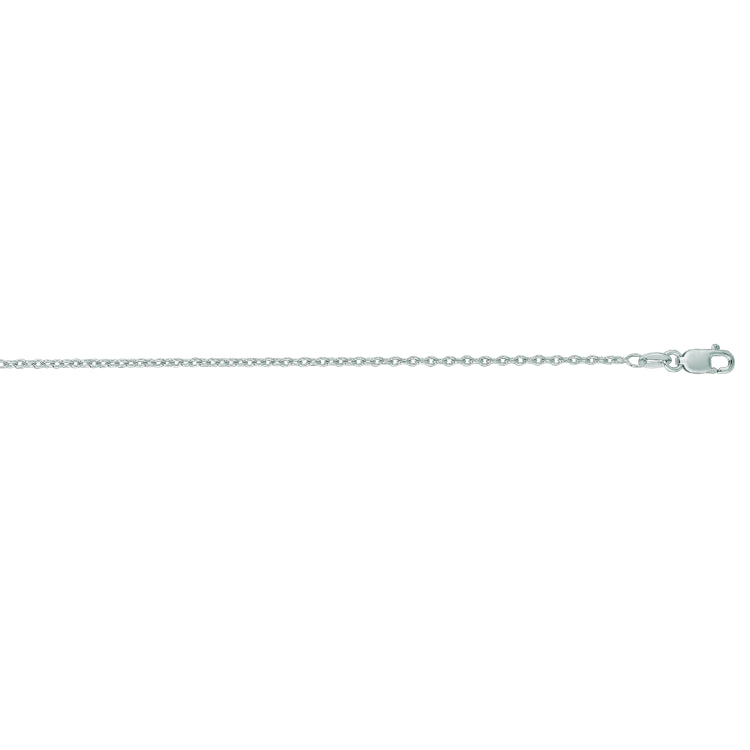 14K White Gold 1.5mm Oval Cable 16 Chain with Lobster Lock